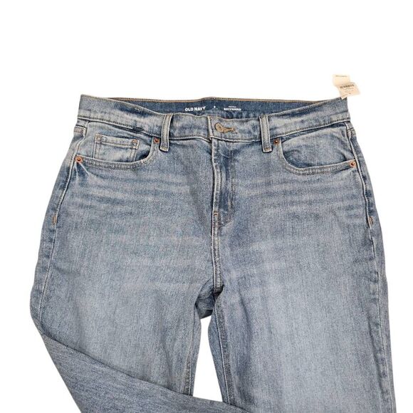 Old Navy Mid Rise Boyfriend Jeans Women's 8 Blue Denim Straight Pockets Zip Fly - Picture 3 of 7